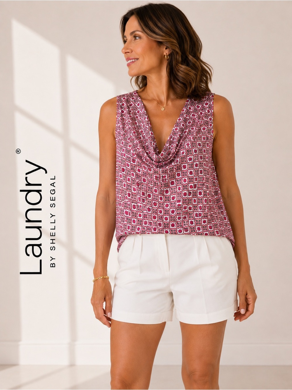 Laundry by Shelly Segal Sleeveless Cowl Neck Blouse Pink | Size M